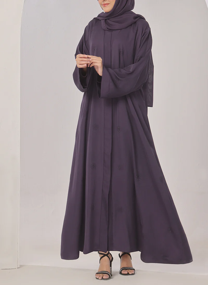 Purple Stone Work Nida Abaya - 0116-C-1022