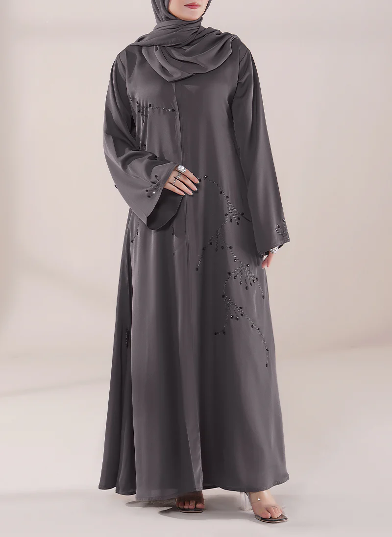 Charcoal Stone Work Abaya | 0116-C-1120