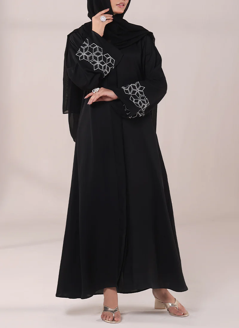 Cube Pattern Embroidery Abaya | 0116-E-1110