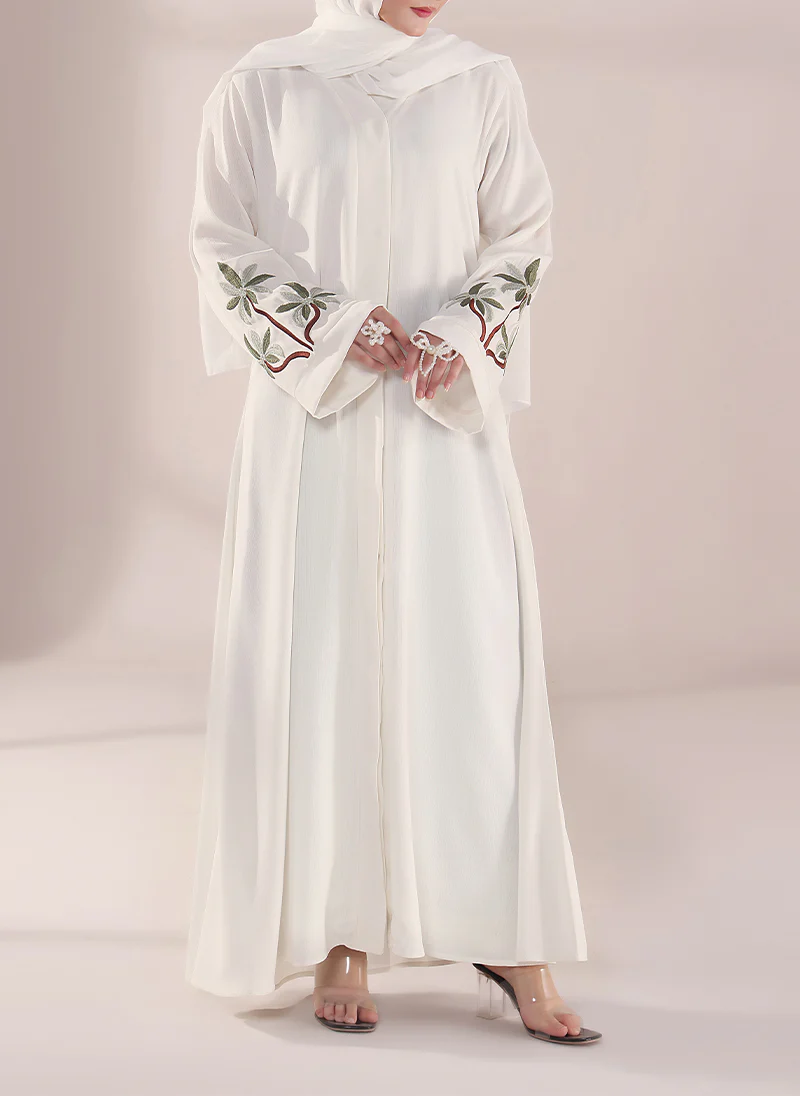 Graceful Leaf Embroidery Abaya | 0116-E-1111