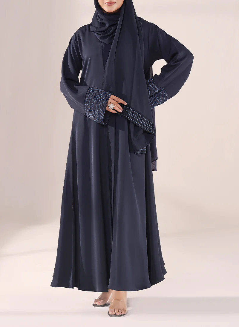 Nida Navy Blue Embroidered Abaya | 0116-E-1118