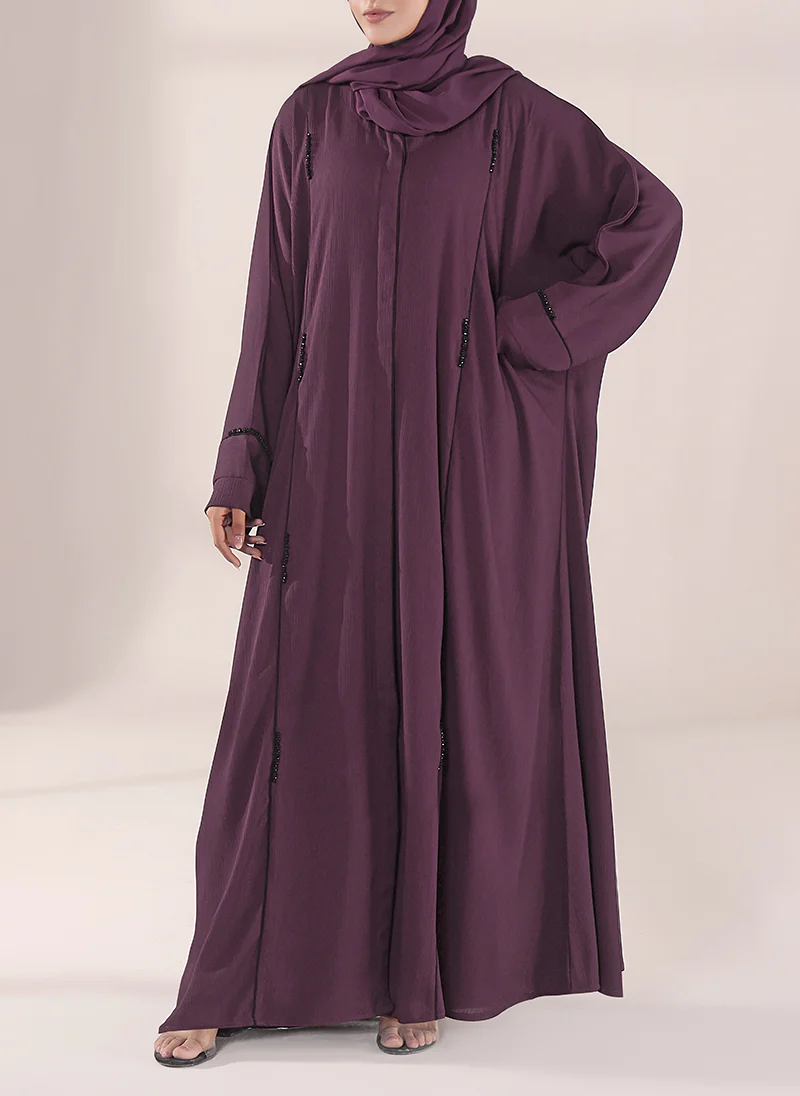 Zoom Nida Hand Work Purple abaya | 0116-J-1102