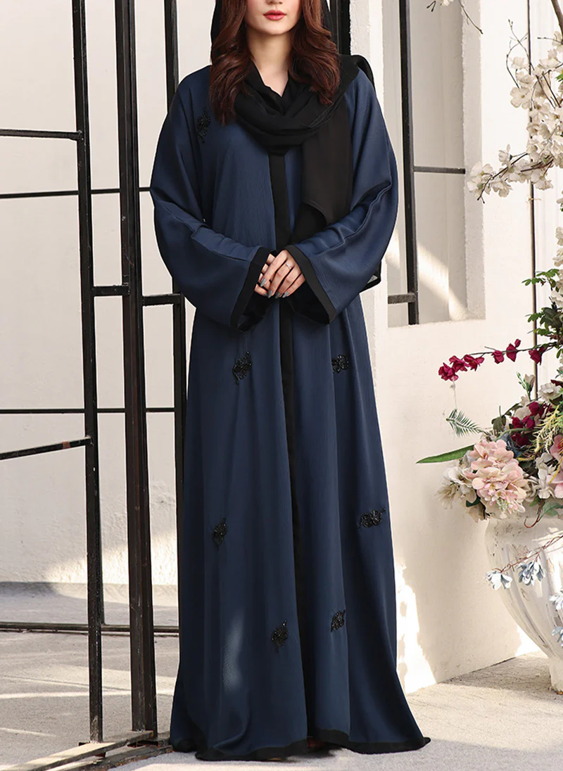 Front Open Handwork Abaya Teal Cascade 0116-J-776