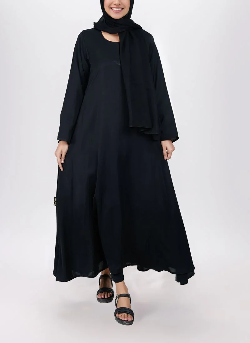 Black Pull Over Abaya - 0120-P-Big Flair