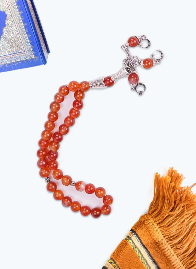 Red Marble Tasbeeh – Elegant Prayer Beads