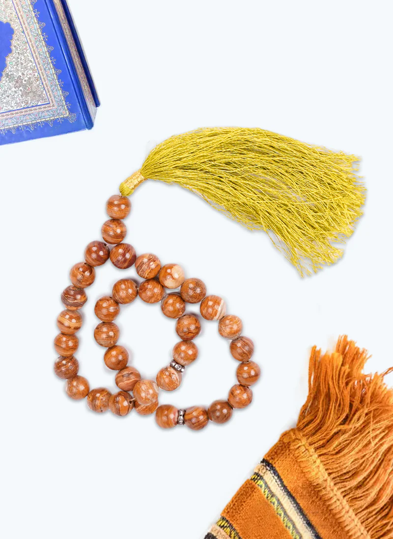 Wooden Print Tasbeeh - Elegant Natural Look