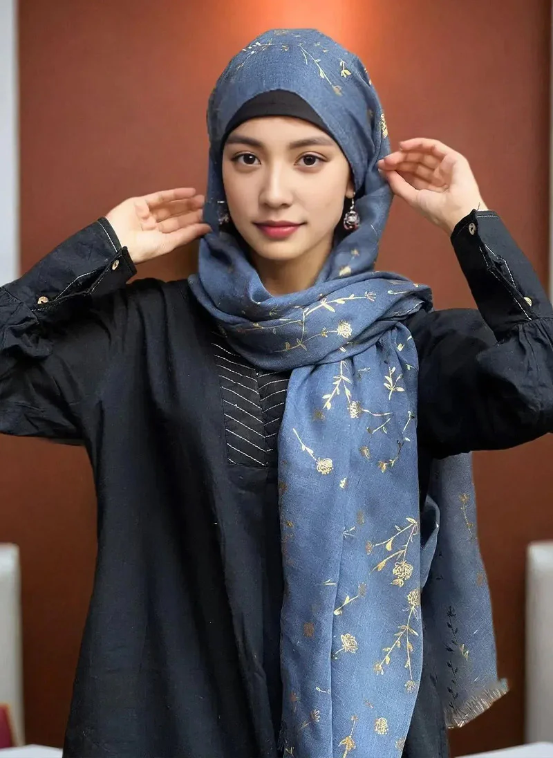 Gold Foil Floral Hijabs