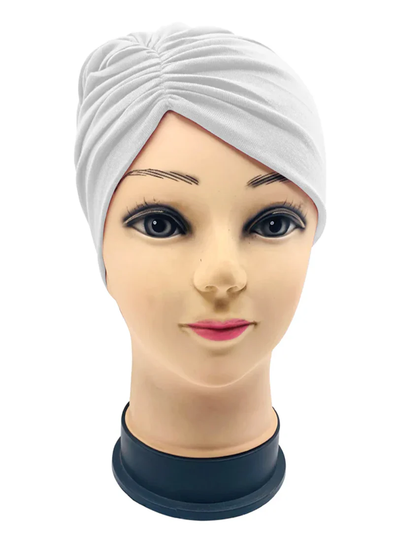 White Side Parting Hijab Cap