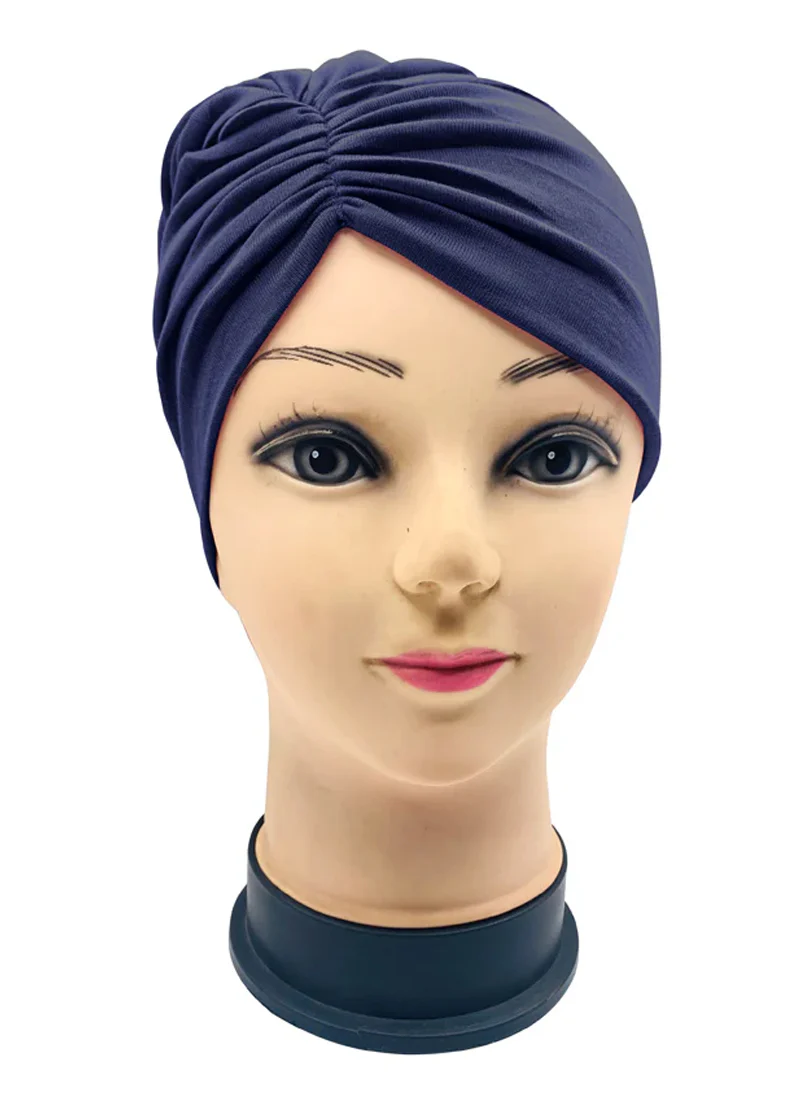 Navy Blue Side Parting Hijab Cap