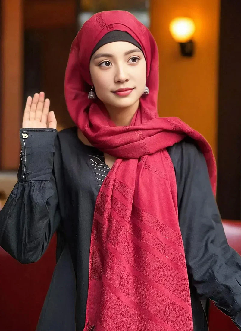 Solid Self Print Fancy Hijabs