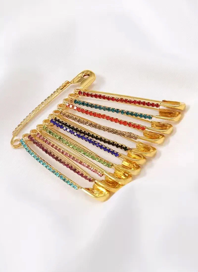 Multi Color Safety Pins Stone