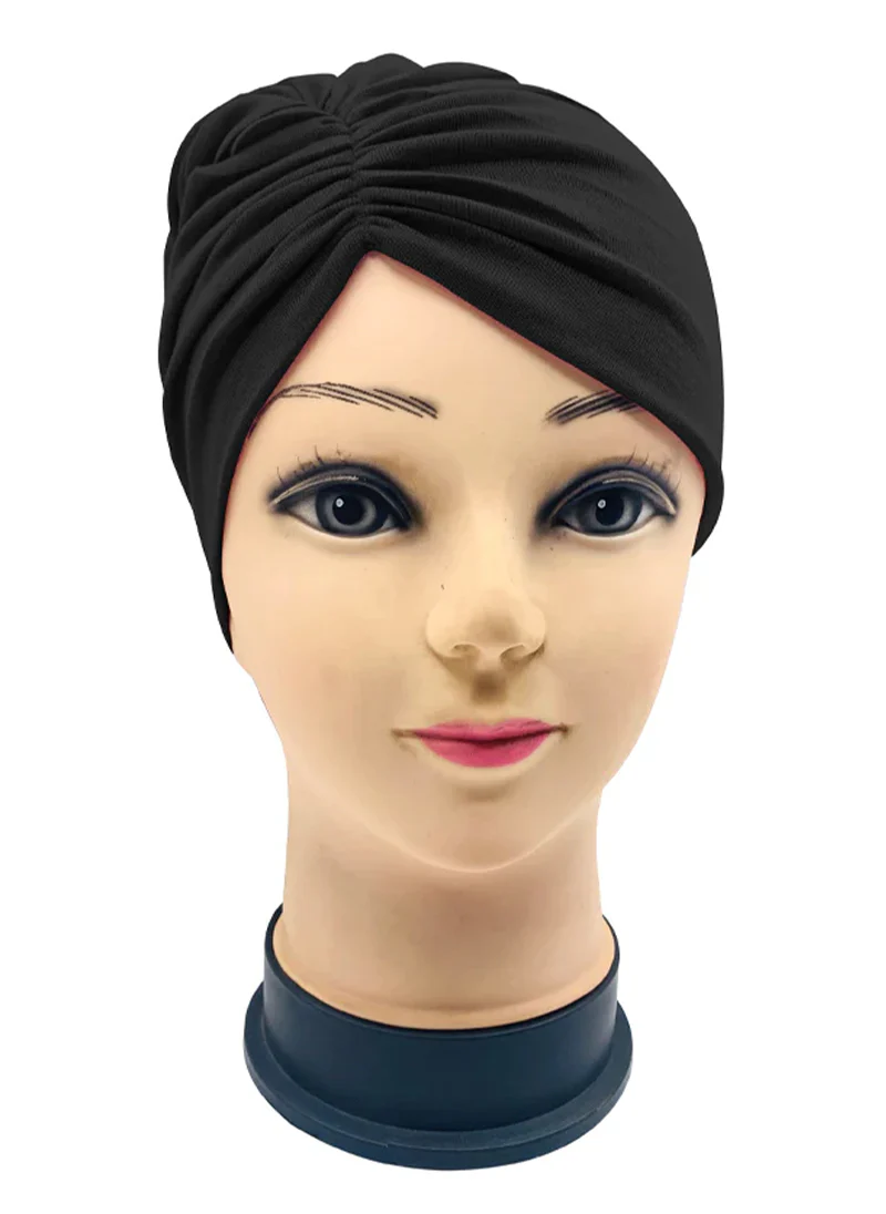 Black Side Parting Hijab Cap