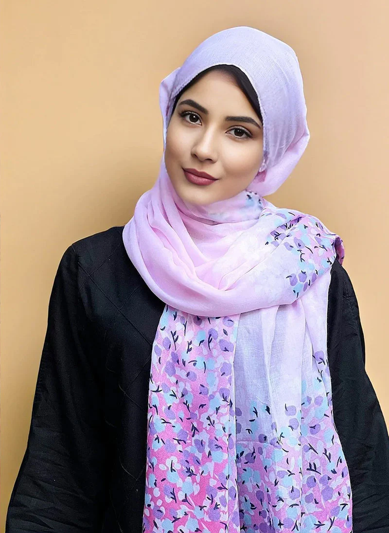 Floral Printed Hijab-Pink
