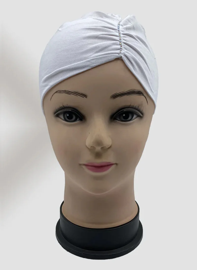 White Side Parting Hijab Cap Stone