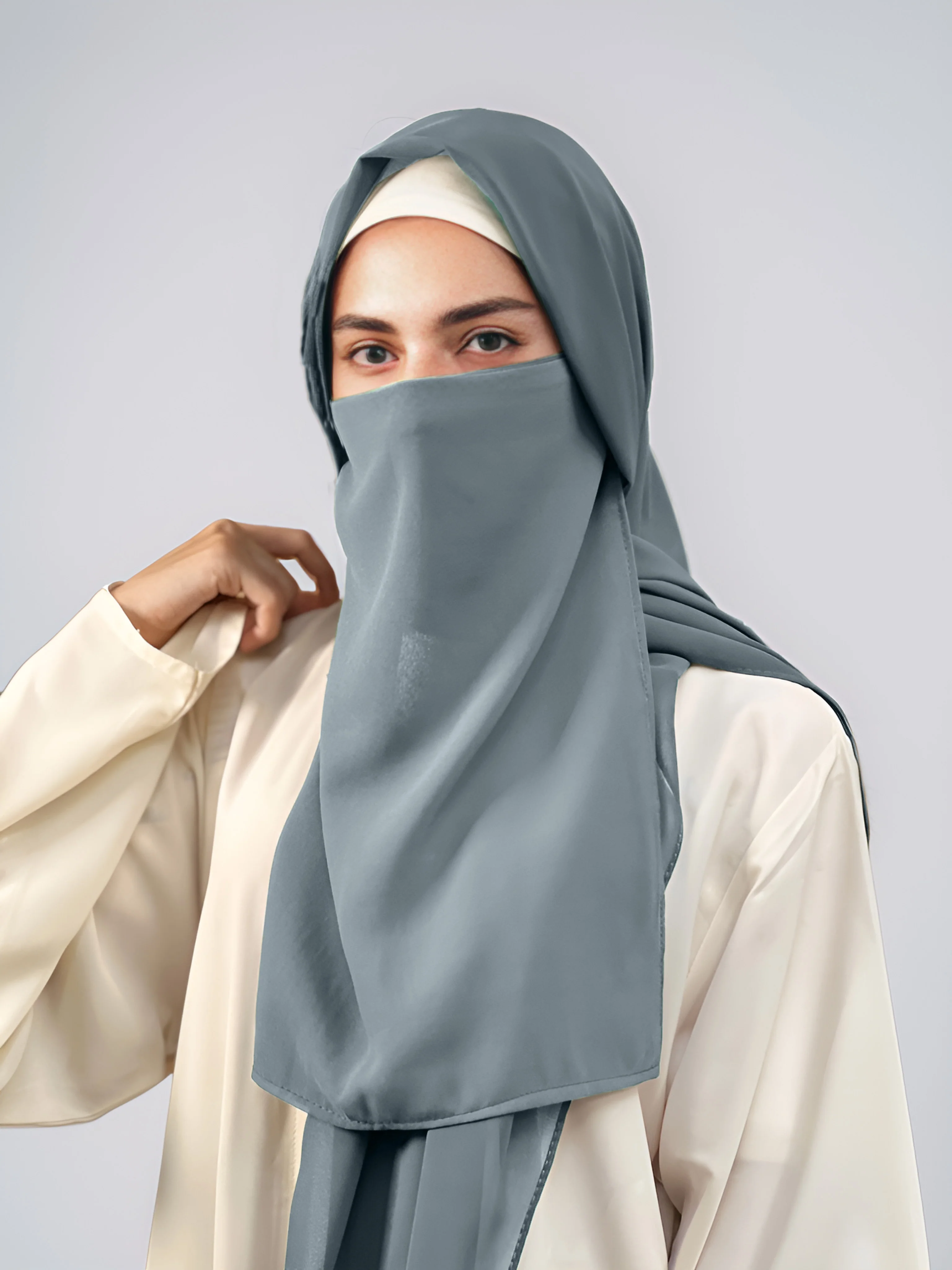 Hijab & Niqab Set - Gray