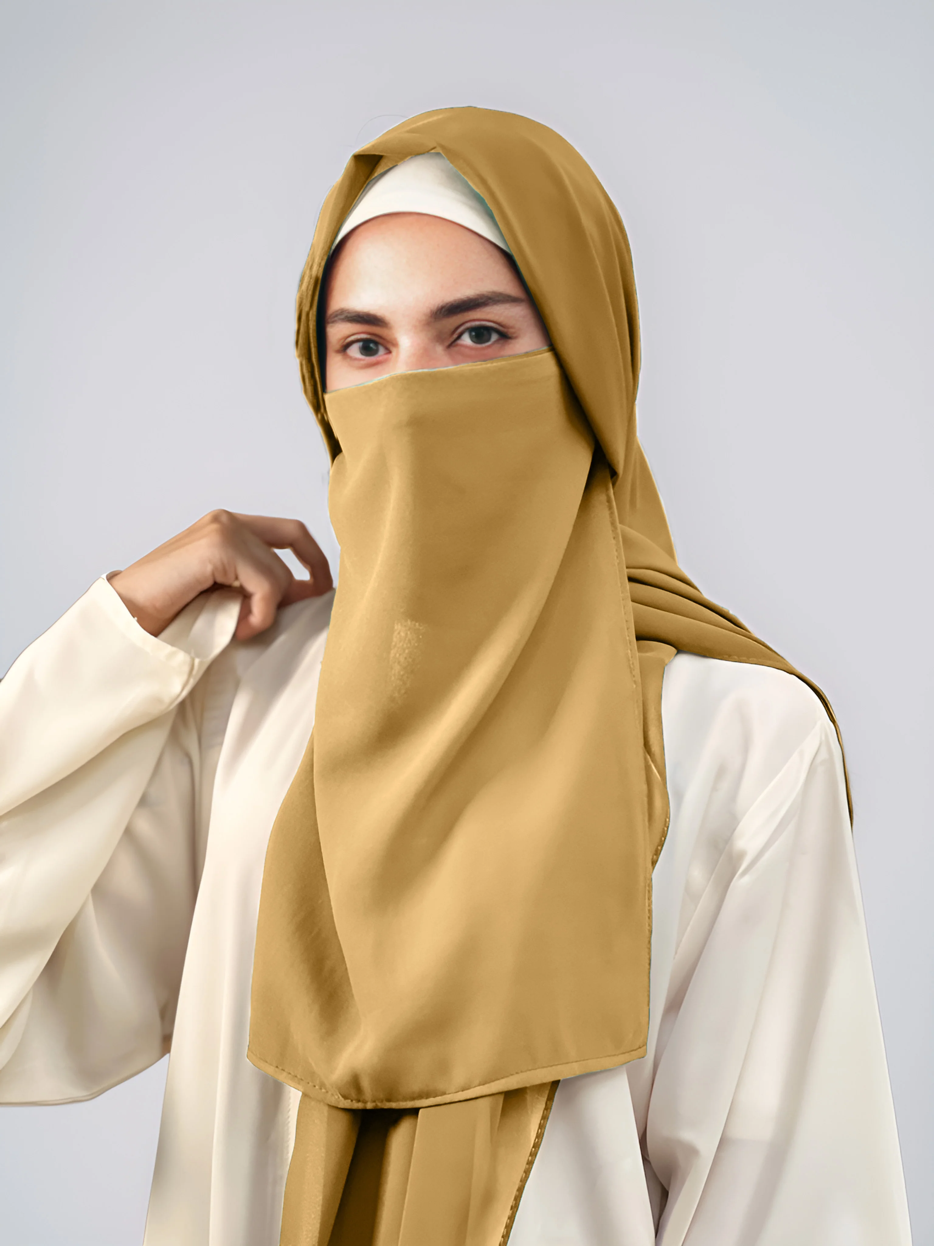 Hijab & Niqab Set -  Mustard-Yellow