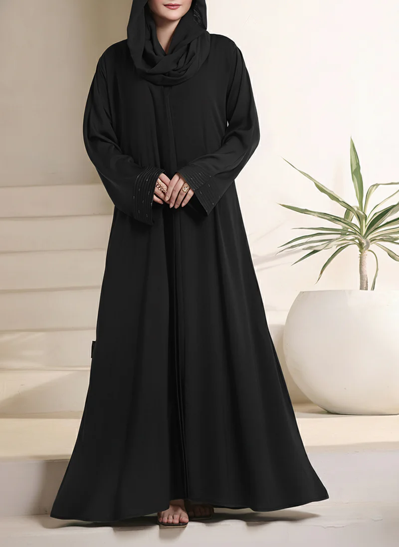 Intricate Stone & Thread Work Sleeves Abaya | 0116-RC-1117