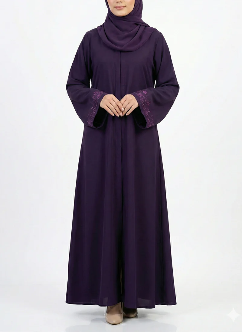 Arabis Purple Embroidered Abaya | 0116-K-A612
