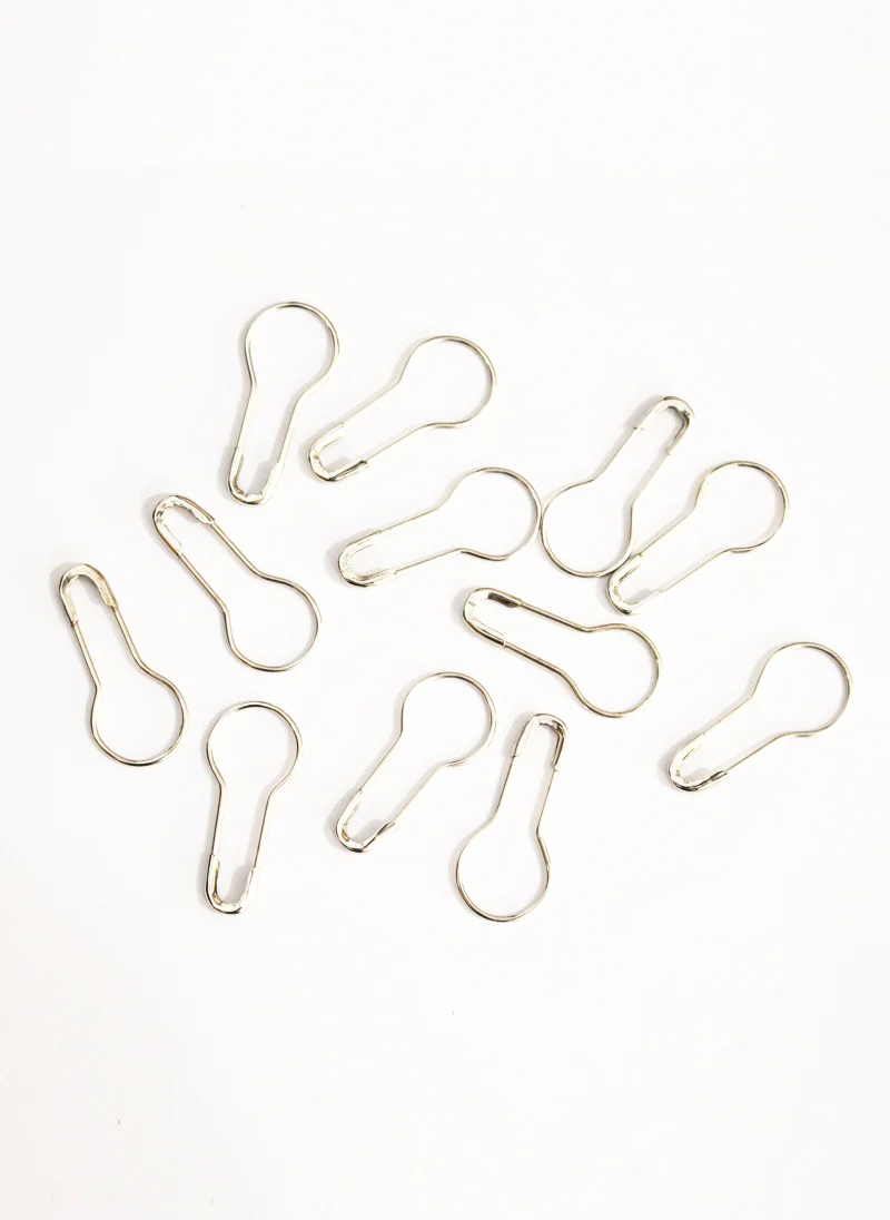 Coil Less Safety Pins for Scarf / Hijab Silver 12 in 1