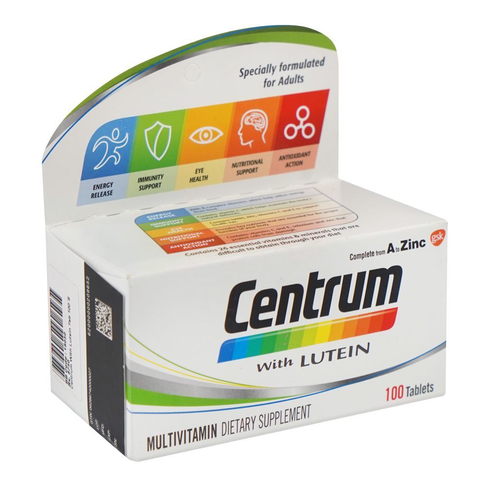 Centrum With Lutein Multivitamin Tablet For Adults, 100-Pack