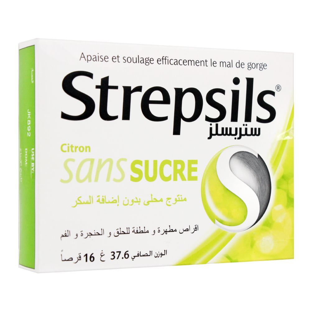 Strepsils Lemon, Sugar Free, Imported, 16 Tablets
