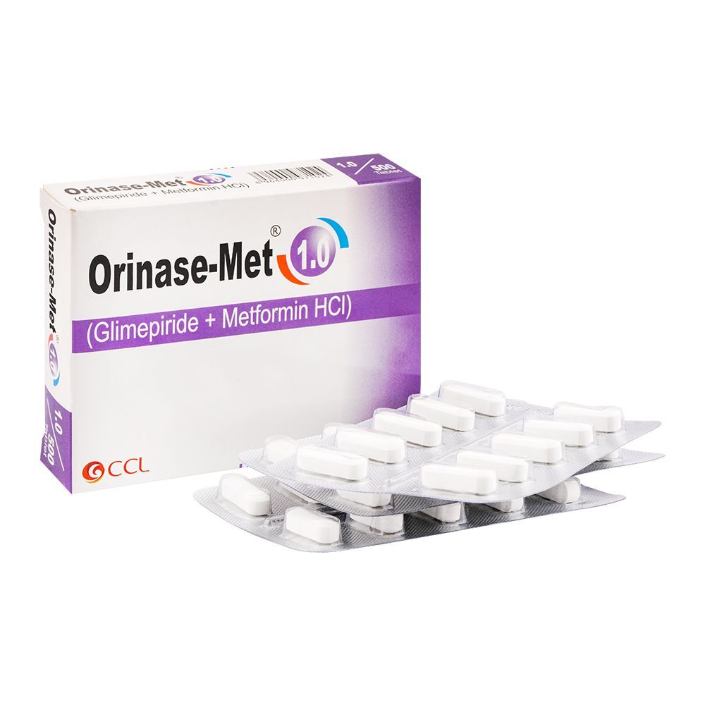 CCL Pharmaceuticals Orinase-Met Tablet, 1.0/500mg, Strip 10-Tablets