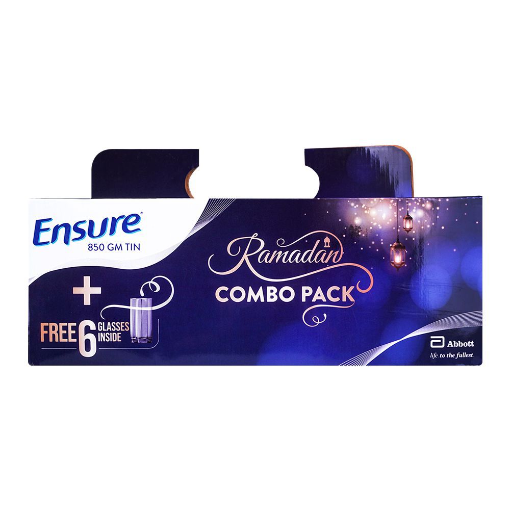 Ensure Vanilla Powder Ramadan Combo Pack, 850g (6 Free Glasses Inside)