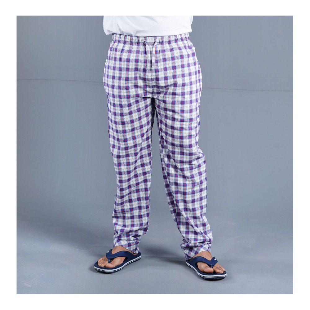 Basix Men's Checked Trouser, Navy Blue & Brilliant White, MT-920