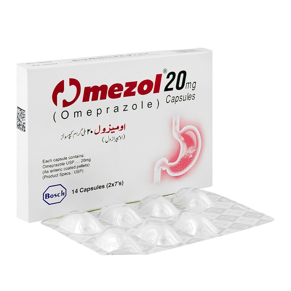 Bosch Pharmaceuticals Omezol Capsule, 20mg, 14-Pack
