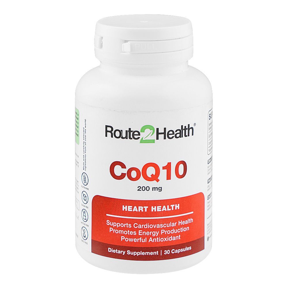 Route 2 Health CoQ10 200mg Dietary Supplement Supports Heart Health, 30 Capsules