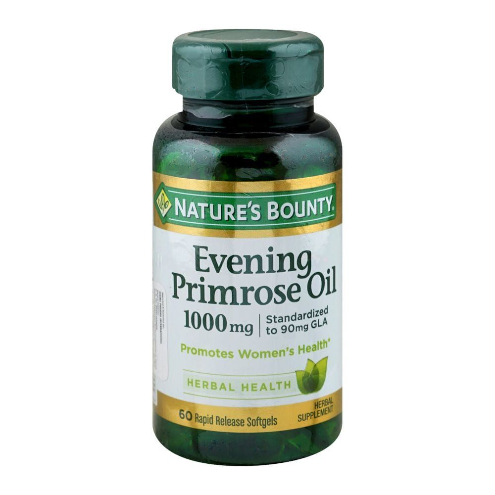 Nature's Bounty Evening Primrose Oil 90mg, Hormonal & Skin Health Supplement, 60 Softgels