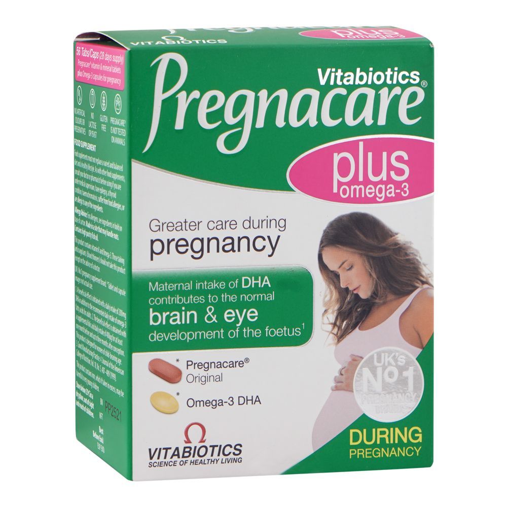 Vitabiotics Pregnacare Plus Omega -3, No Lactose Or Yeast, Gluten Free, 56-Pack
