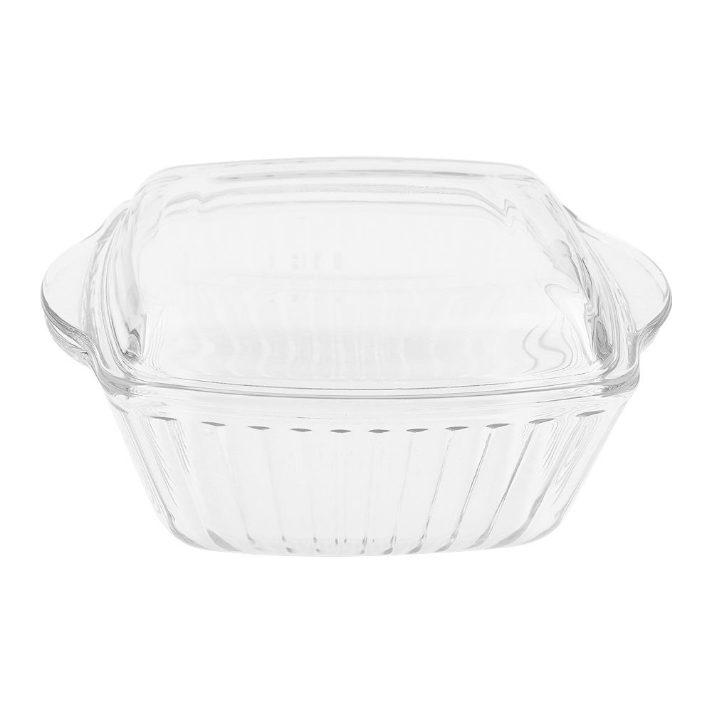 Borcam Borcam Square Glass Casserole with Lid, Elegant Serving Dish, 59039