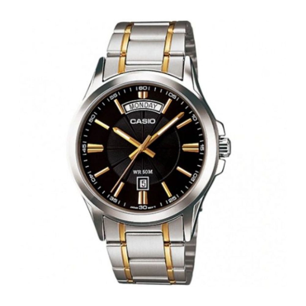 Casio Men's Enticer Analog Watch With Two Tone Bracelet, MTP-1381G-1AVDF
