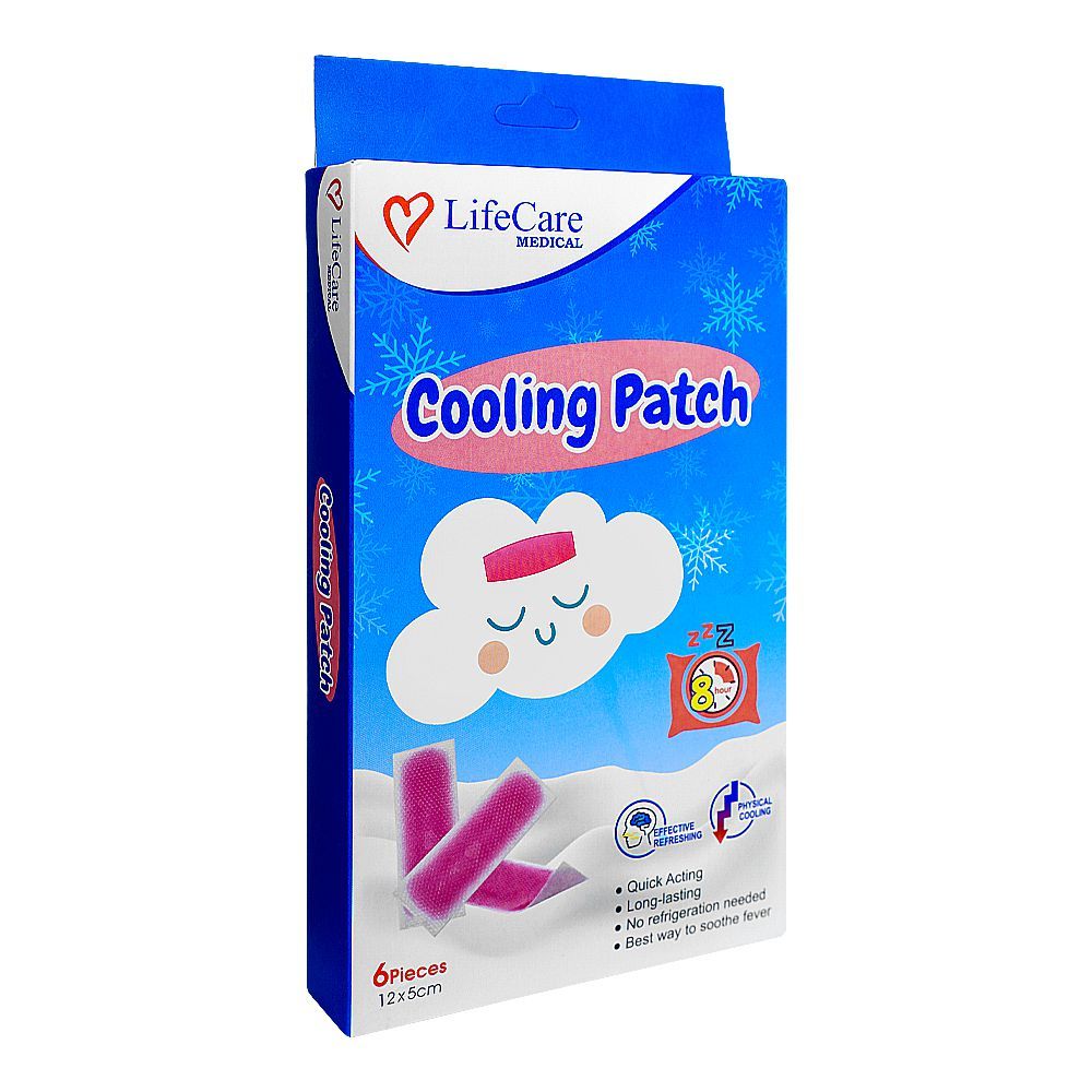 LifeCare Medical Cooling Patch, Soft Gel Sheets, 4.7in x 2in, 6-Pack