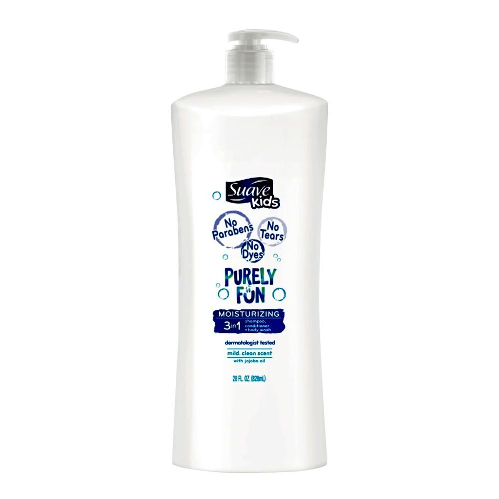 Suave Kids Purely Fun Moisturizing 3in1 Shampoo + Conditioner + Body Wash 828ml