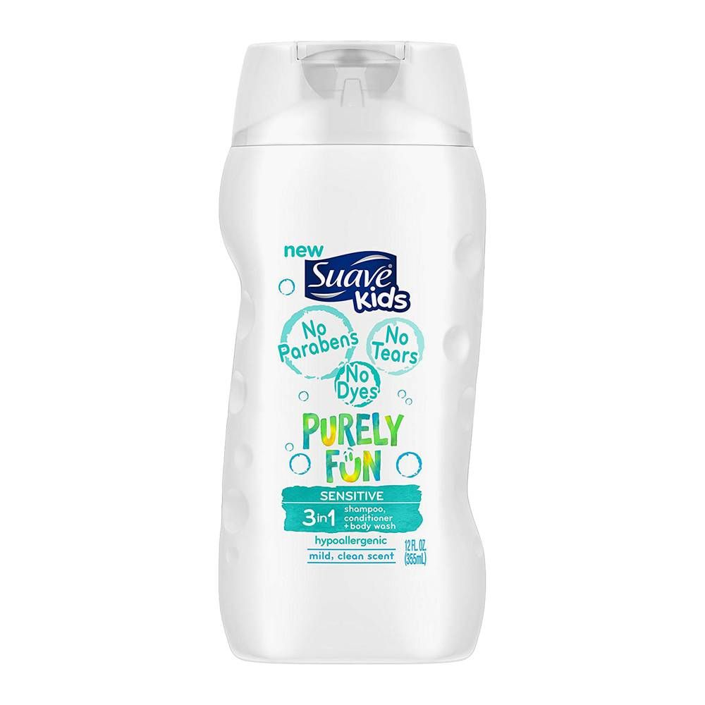 Suave Kids Sensitive 3-in-1 Shampoo + Conditioner,Body Wash, 355ml
