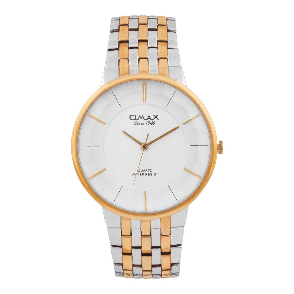 Omax Men's Round Dial With Two-Tone Bracelet Analog Watch, CGH007N003