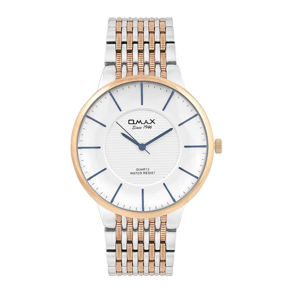 Omax Men's Round Dial With Two Tone Bracelet Analog Watch, CGH021N028