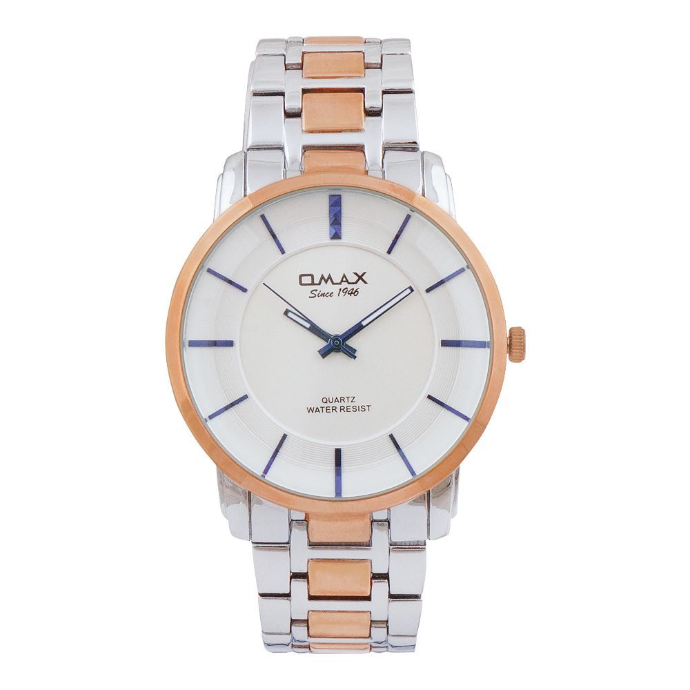 Omax Men's Water Resist Two Tone Round Dial & Bracelet Analog Watch, CGH027N018