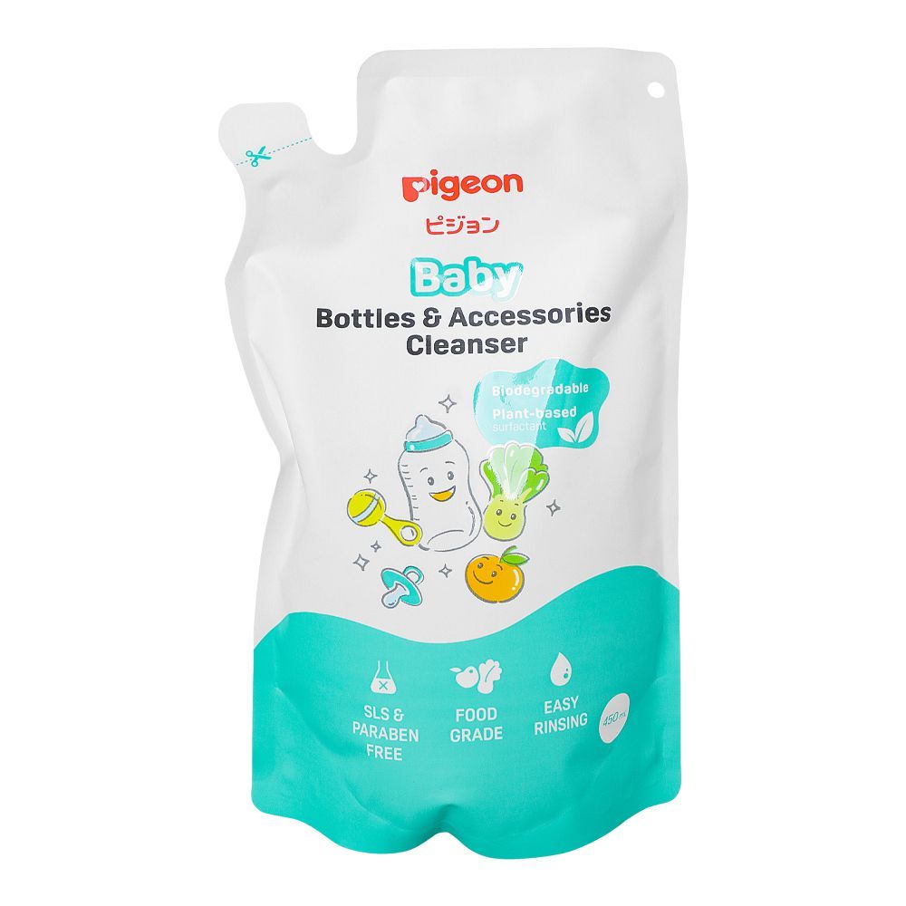 Pigeon 5-In-1 Baby Bottle & Accessories Cleanser, 450ml, Paraben Free Liquid Cleaner, M78014