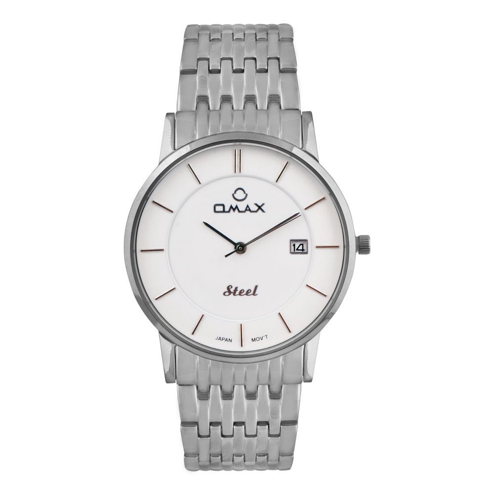 Omax Men's Steel Chrome Round Dial With Bracelet Analog Watch, OS0149NP03