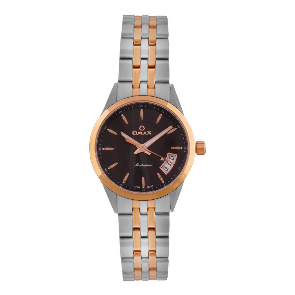 Omax Women's Master Pink Gold Round Dial With Two Tone Bracelet Analog Watch, ML18C2CI