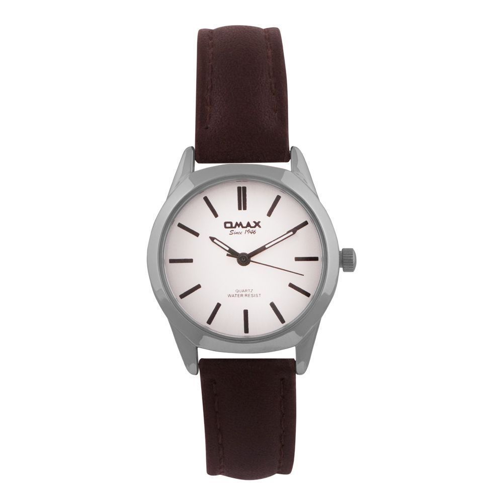 Omax Women's Chrome Round Dial With Brown Strap Analog Watch, PR0014IQ28