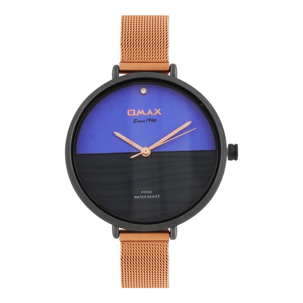 Omax Women's Black Round Dial With Rust Gold Bracelet Analog Watch, PMM05S48I