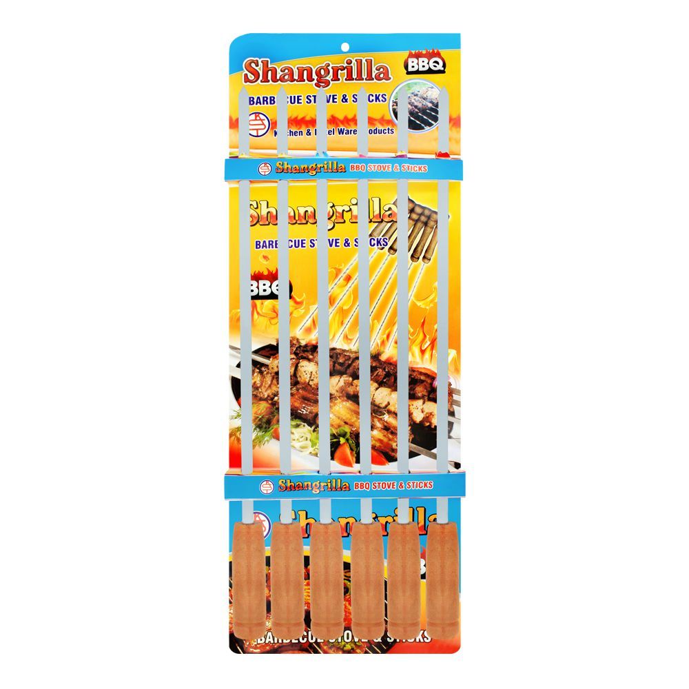 Shangrilla Stainless Steel BBQ Stick Plain Slim, 6-Pack