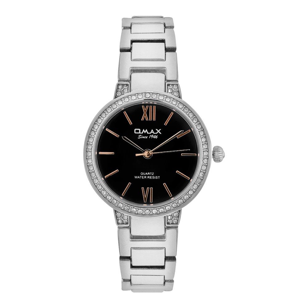 Omax Women's Designed Silver Round Dial & Bracelet Analog Watch, JED214I004