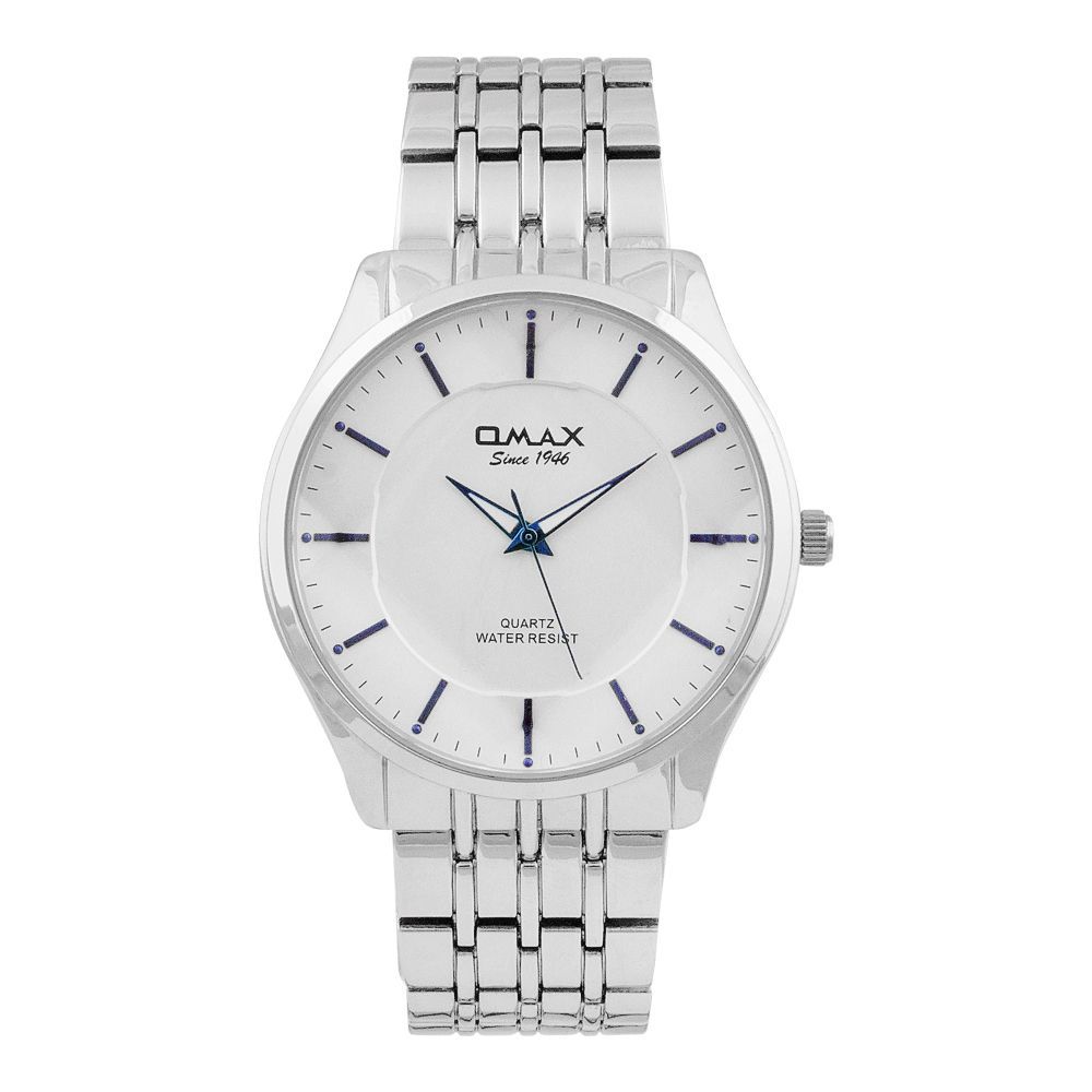 Omax Men's Round Chrome Dial & Bracelet Analog Watch, CGH003I008