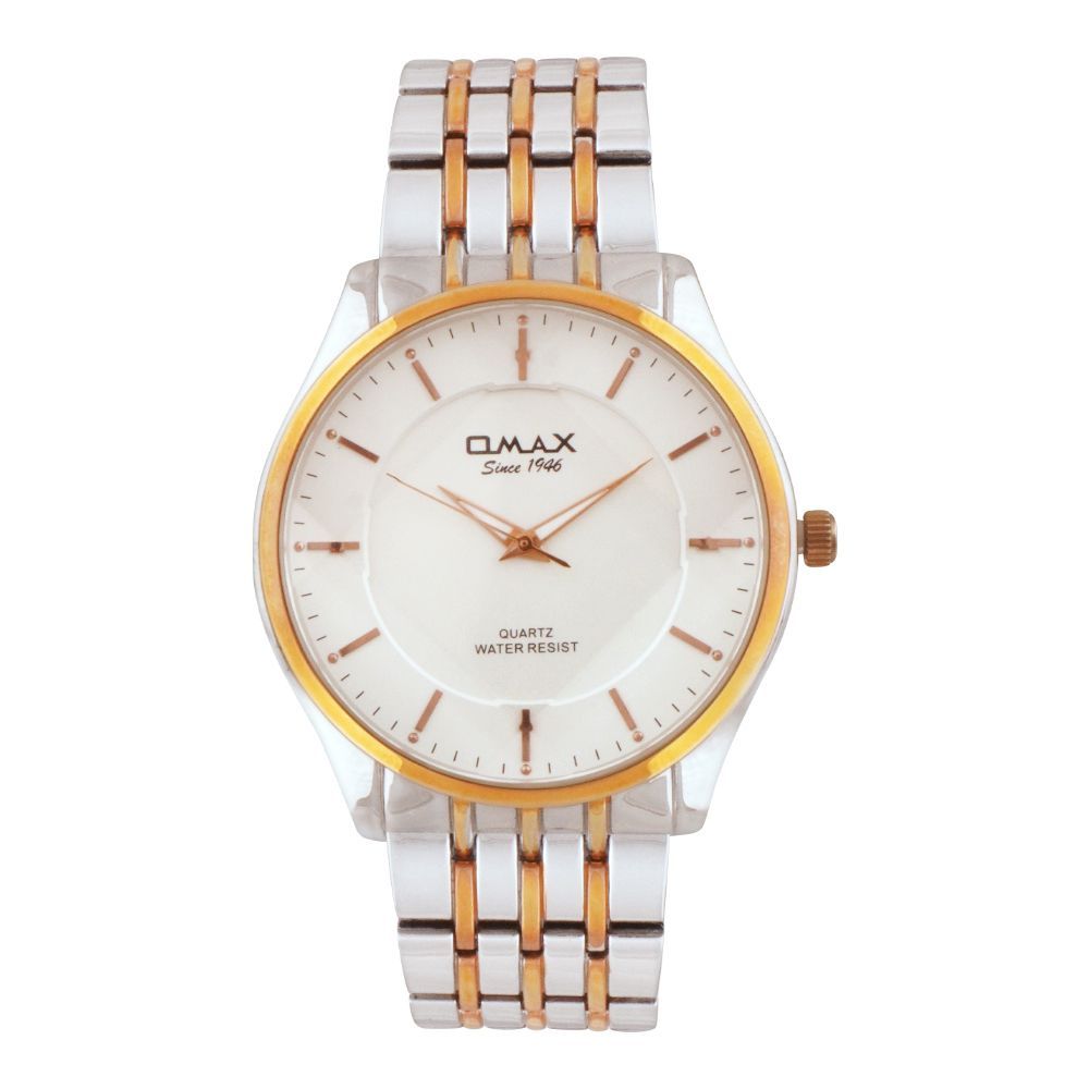 Omax Men's Round Dial With Two Tone Bracelet Analog Watch, CGH003NOO8