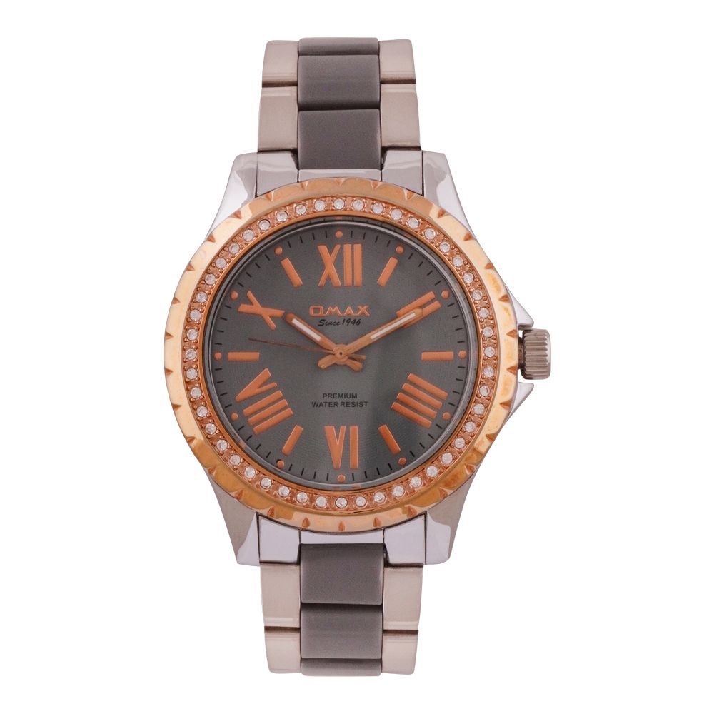 Omax Women's Premium Water Resist Designed Round Dial With Two Tone Bracelet Analog Watch, LC02C96I